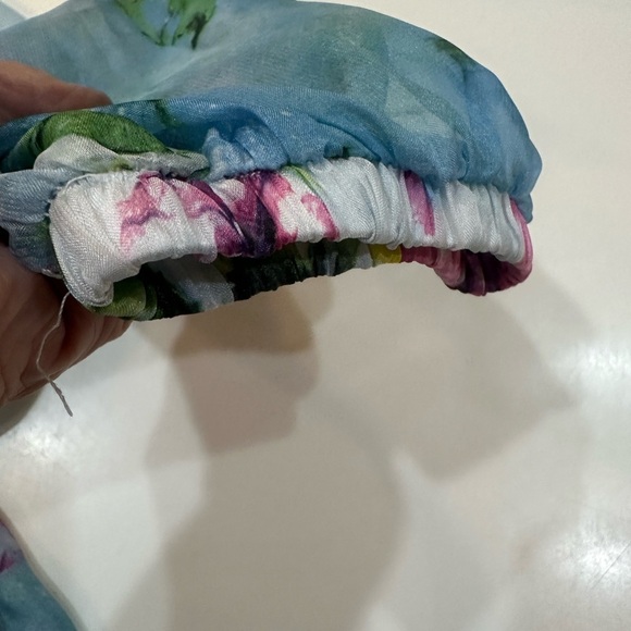 Fairy Godmother Dress - Floral Blue Chiffon Maxi Dress Size X/XL - Picture 5 of 10